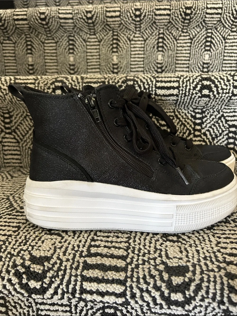 Skechers Hyperlift Black High-Top Platform Sneakers